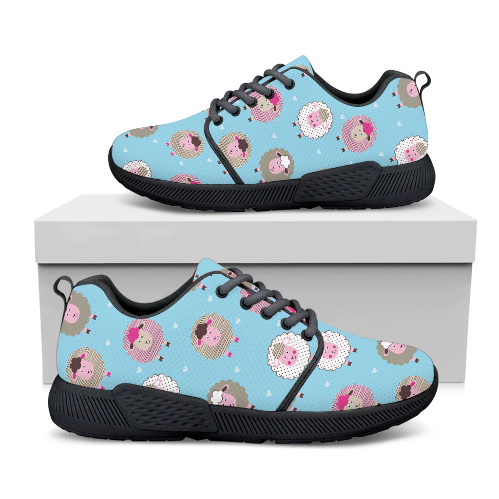 Cartoon Sheep Pattern Print Black Athletic Shoes