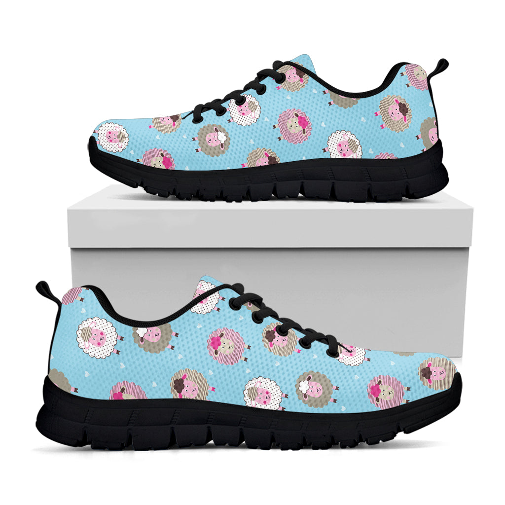 Cartoon Sheep Pattern Print Black Sneakers