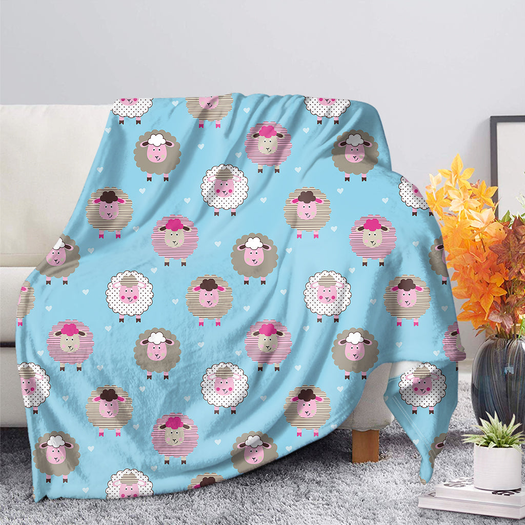 Cartoon Sheep Pattern Print Blanket