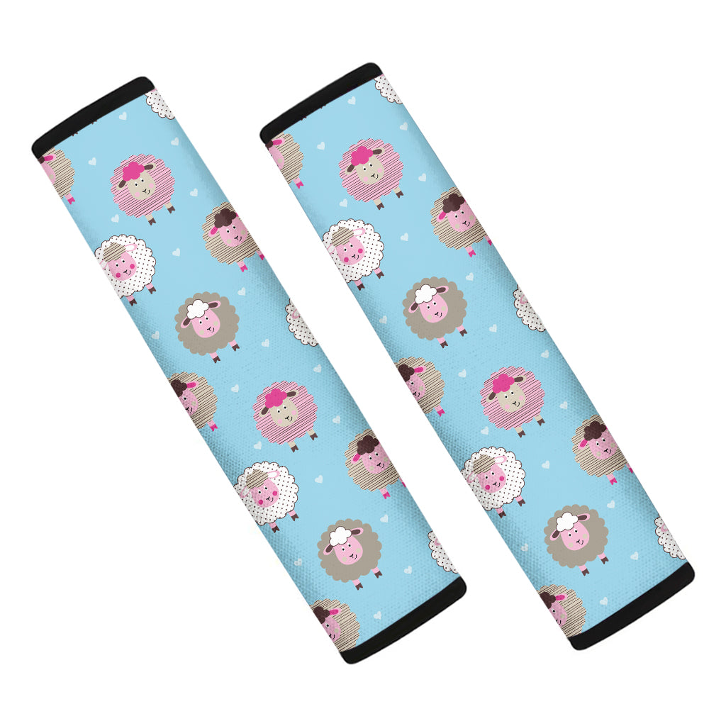 Cartoon Sheep Pattern Print Car Seat Belt Covers