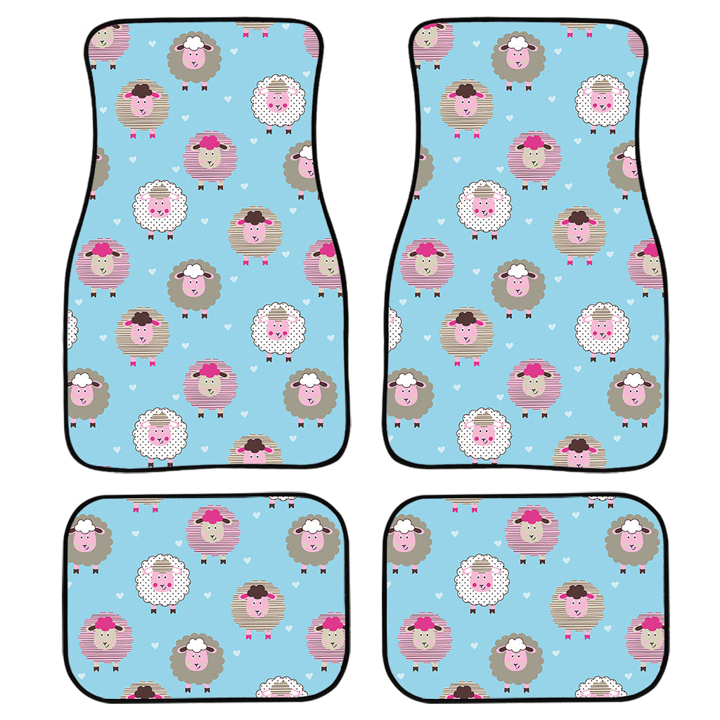 Cartoon Sheep Pattern Print Front and Back Car Floor Mats