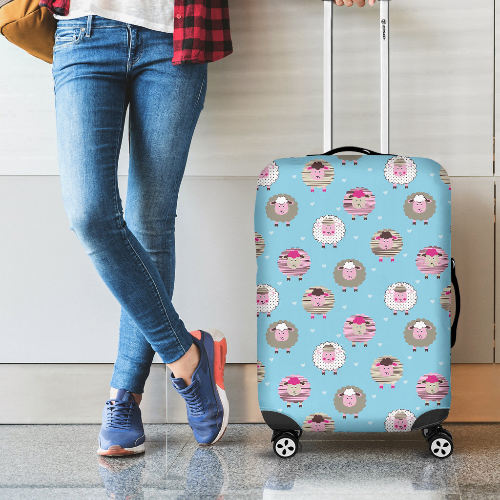 Cartoon Sheep Pattern Print Luggage Cover