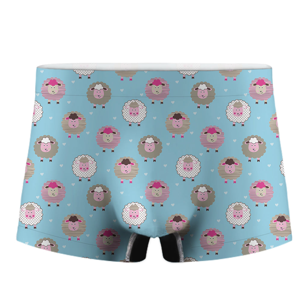 Cartoon Sheep Pattern Print Men's Boxer Briefs