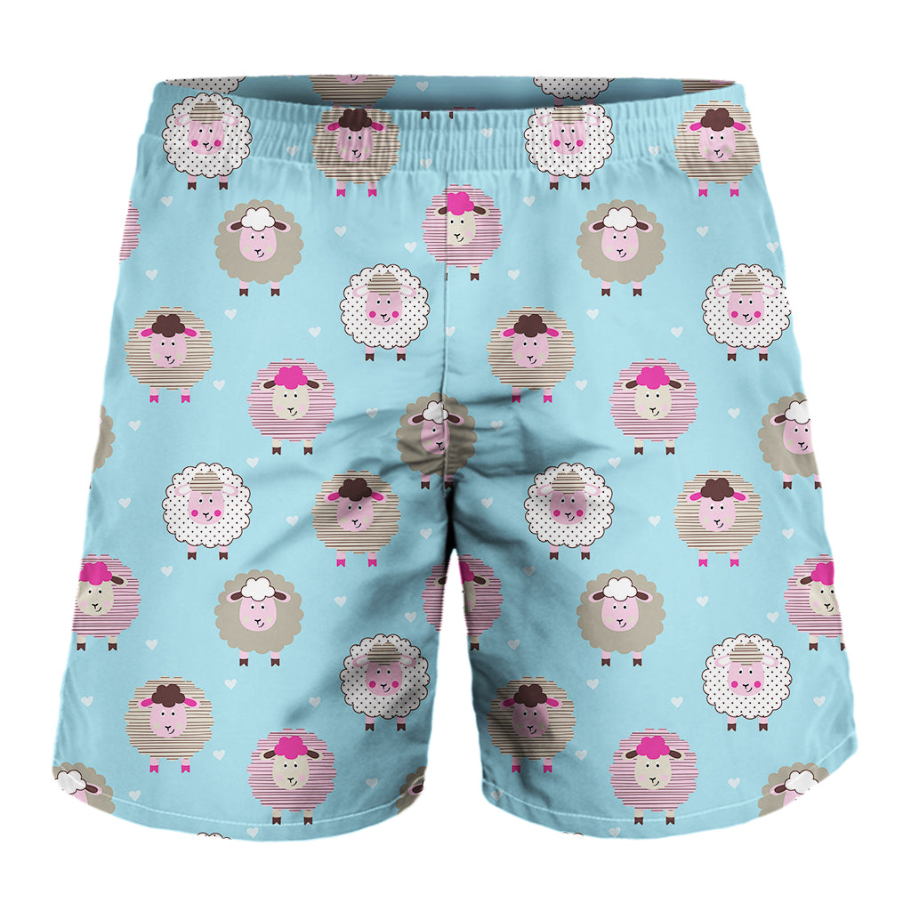 Cartoon Sheep Pattern Print Men's Shorts