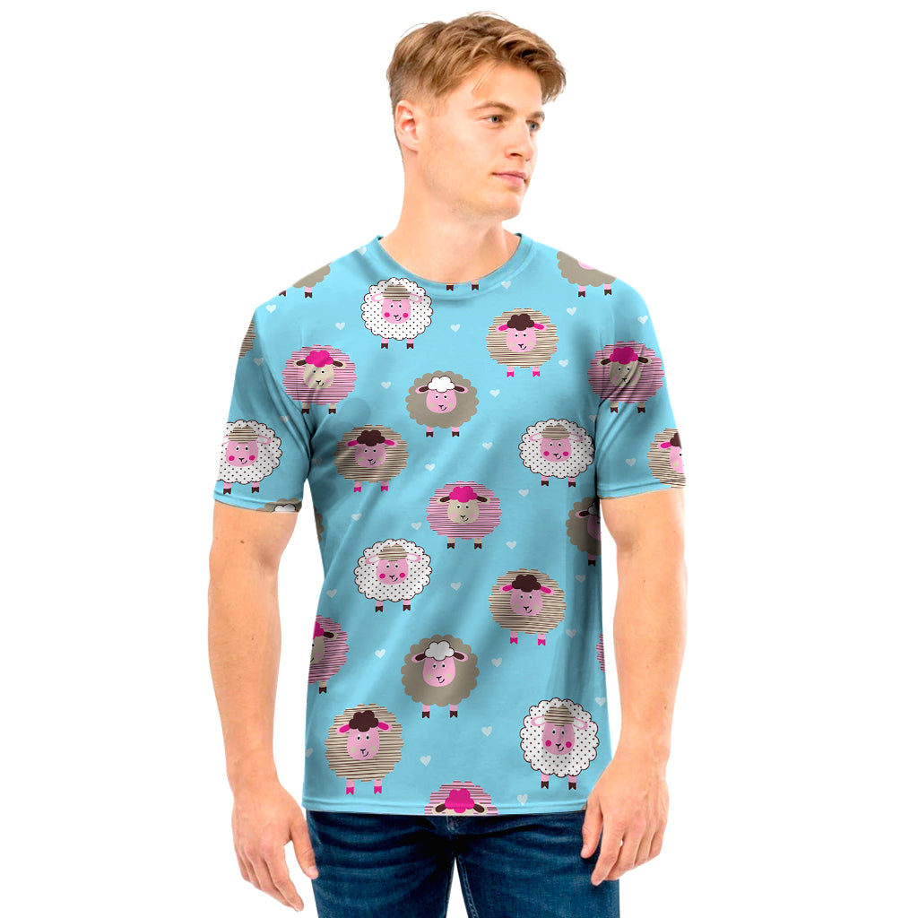 Cartoon Sheep Pattern Print Men's T-Shirt