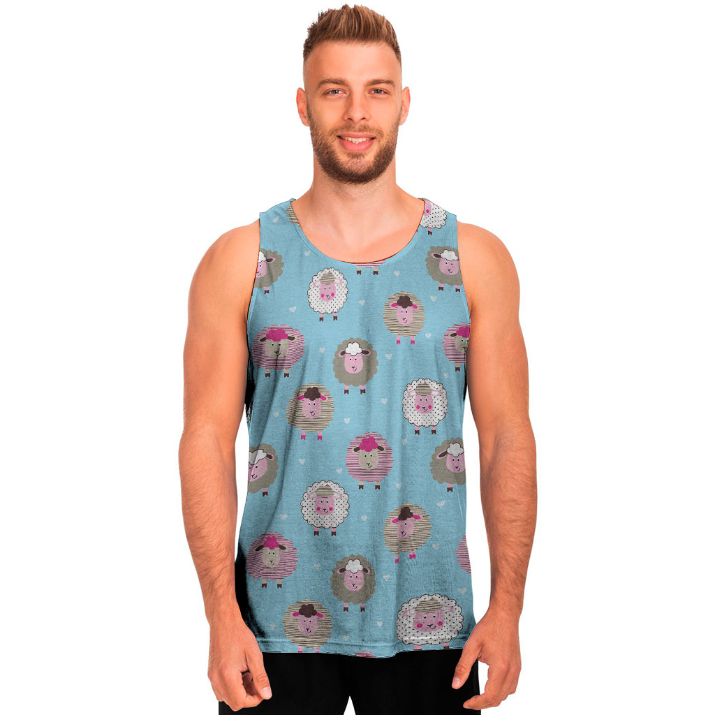 Cartoon Sheep Pattern Print Men's Tank Top