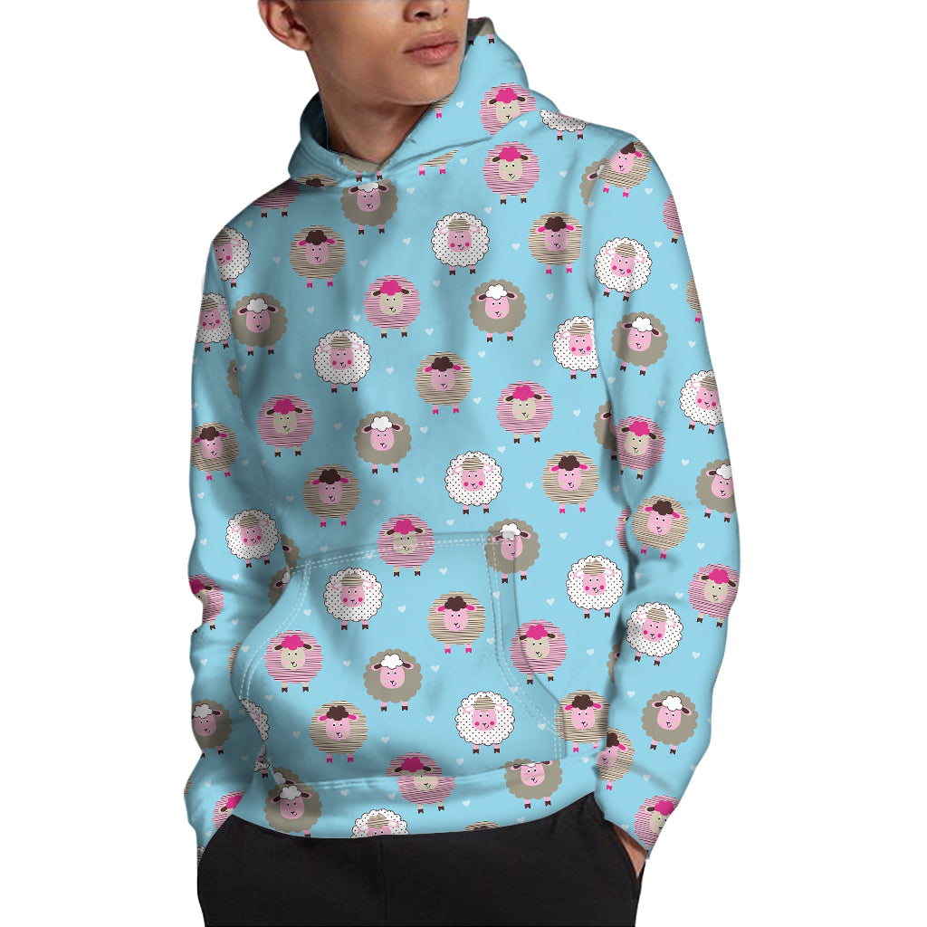 Cartoon Sheep Pattern Print Pullover Hoodie