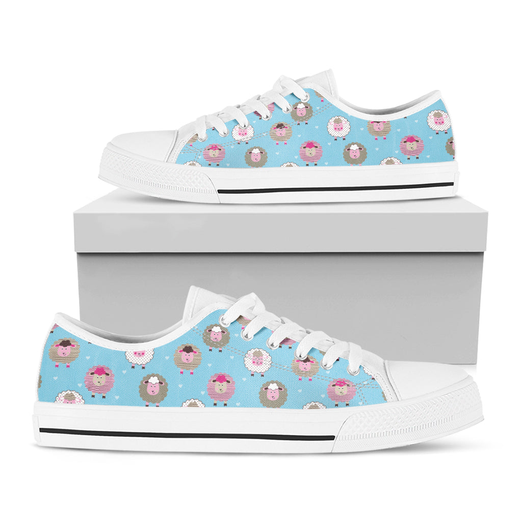 Cartoon Sheep Pattern Print White Low Top Shoes