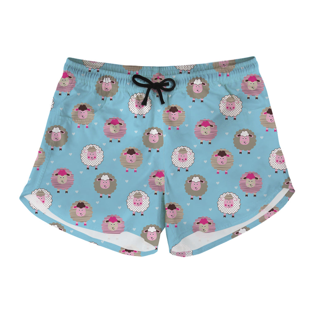 Cartoon Sheep Pattern Print Women's Shorts