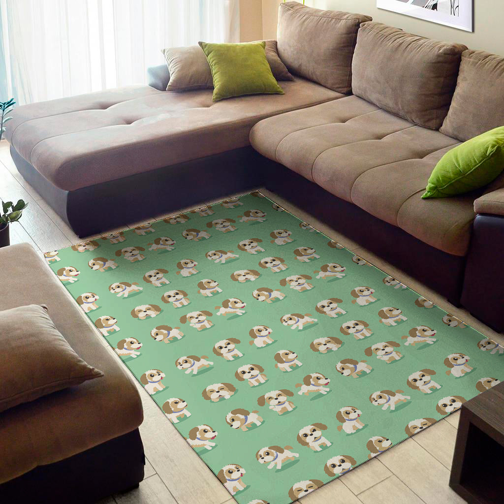 Cartoon Shih Tzu Pattern Print Area Rug