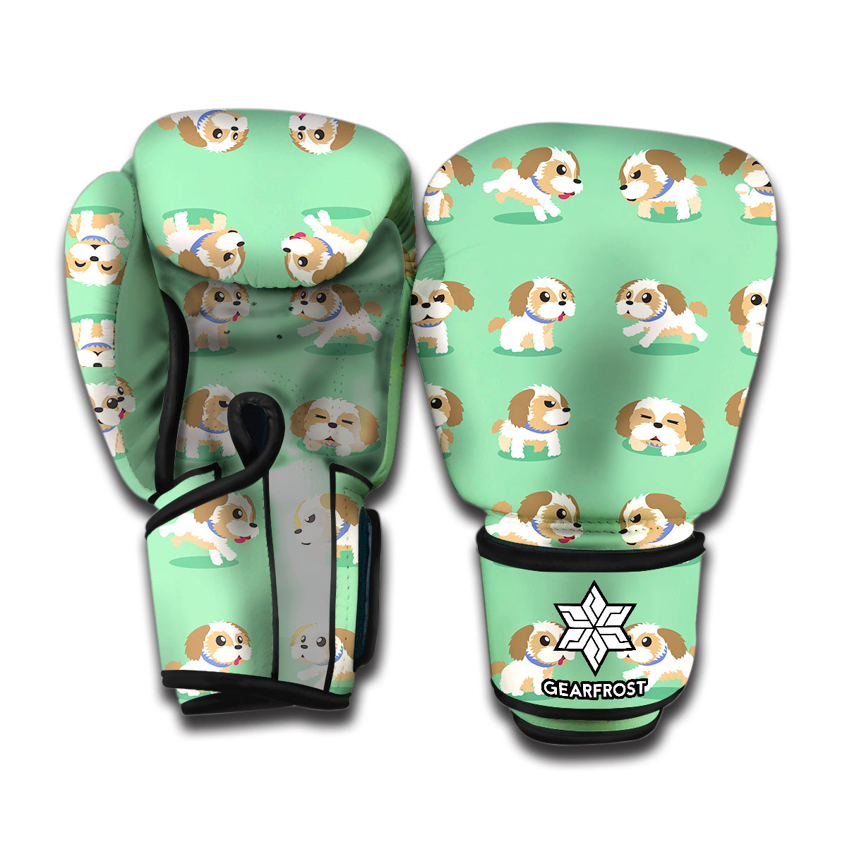 Cartoon Shih Tzu Pattern Print Boxing Gloves