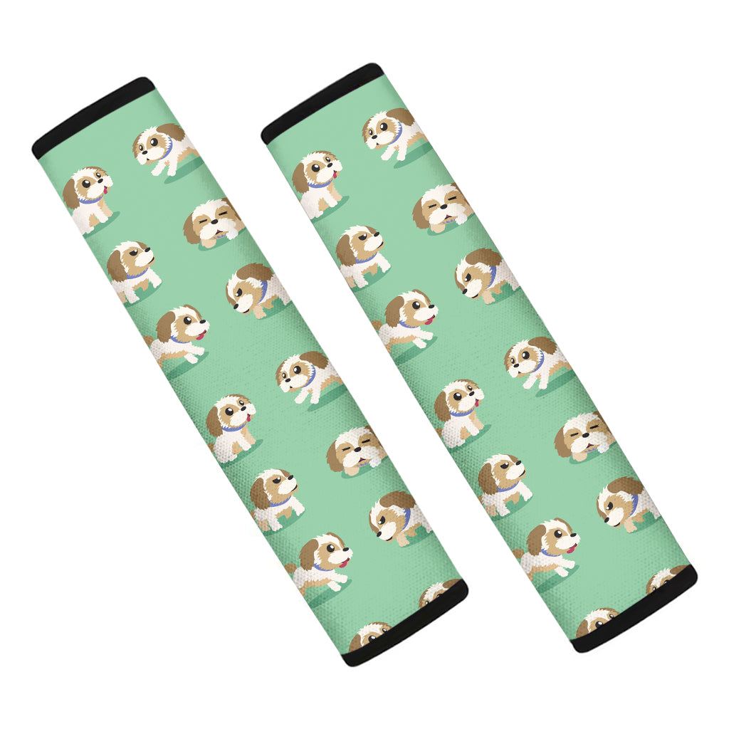 Cartoon Shih Tzu Pattern Print Car Seat Belt Covers