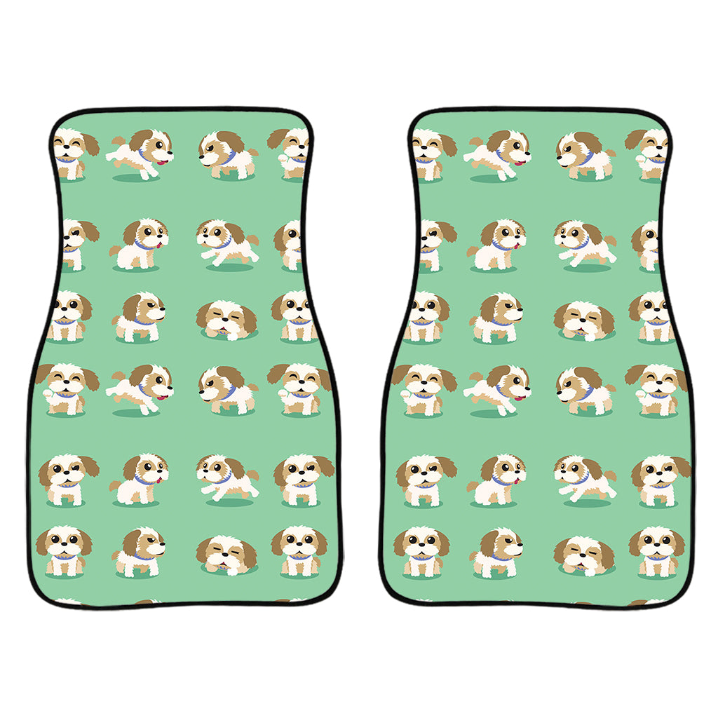 Cartoon Shih Tzu Pattern Print Front Car Floor Mats