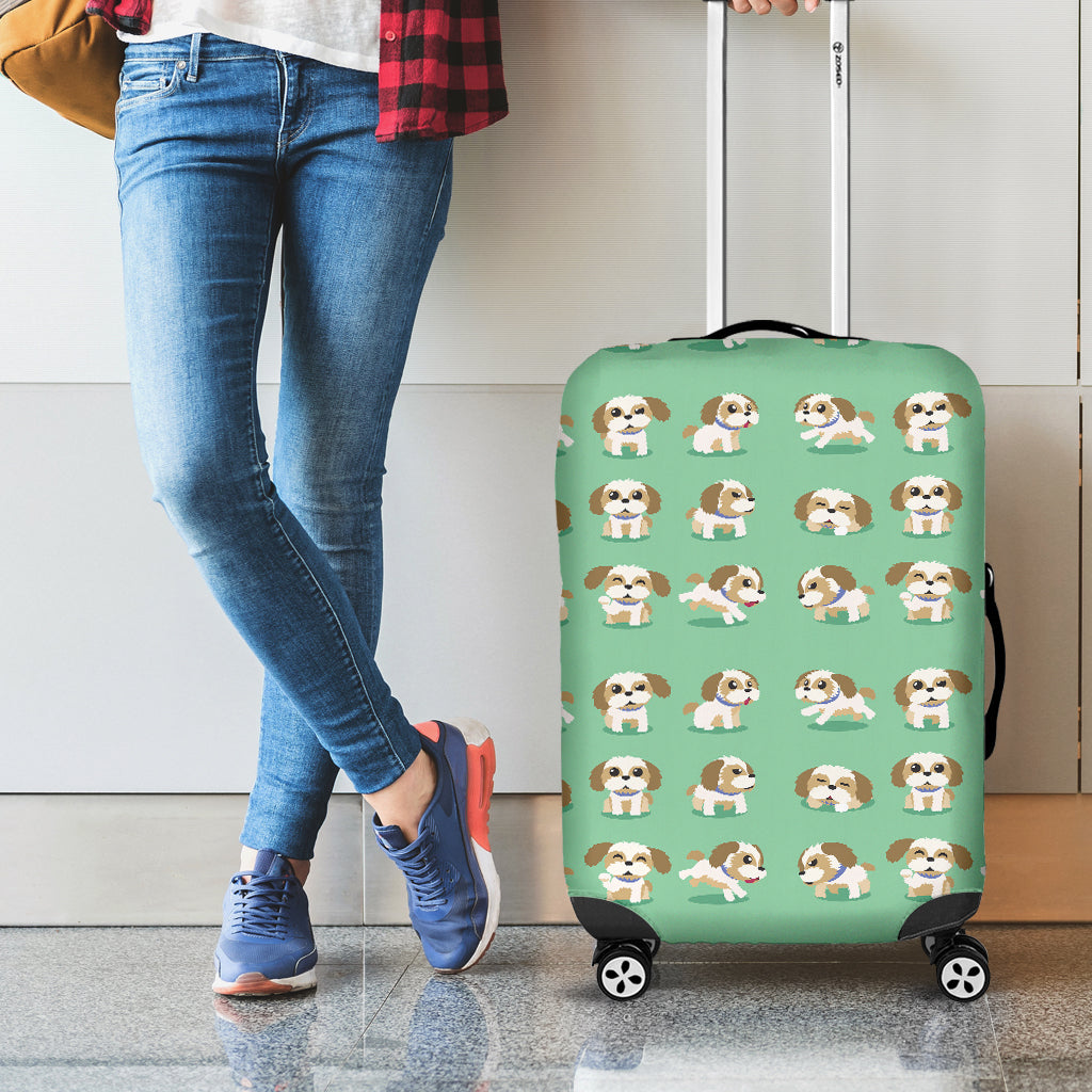 Cartoon Shih Tzu Pattern Print Luggage Cover