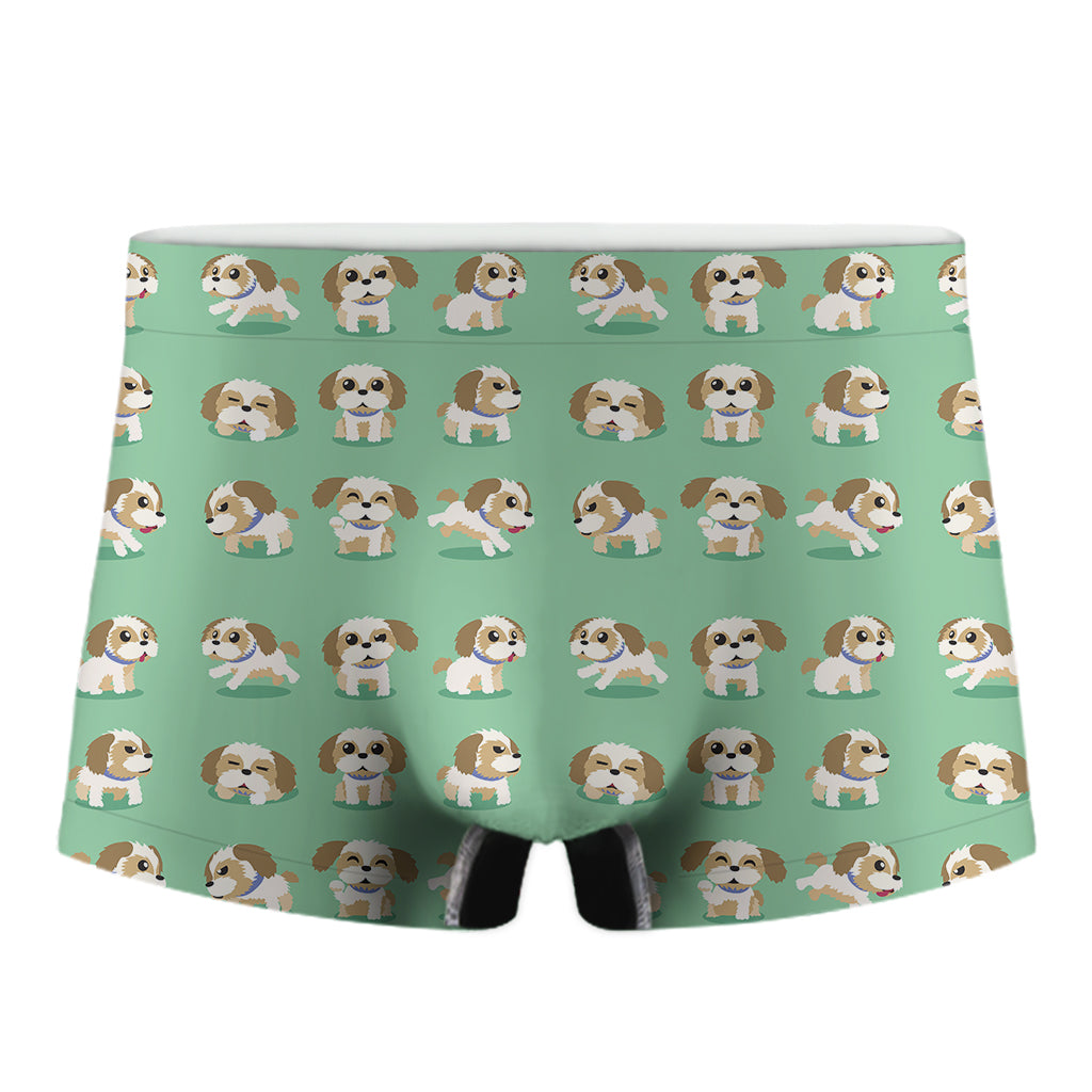 Cartoon Shih Tzu Pattern Print Men's Boxer Briefs