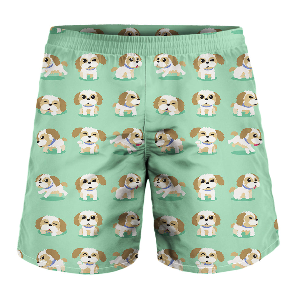 Cartoon Shih Tzu Pattern Print Men's Shorts