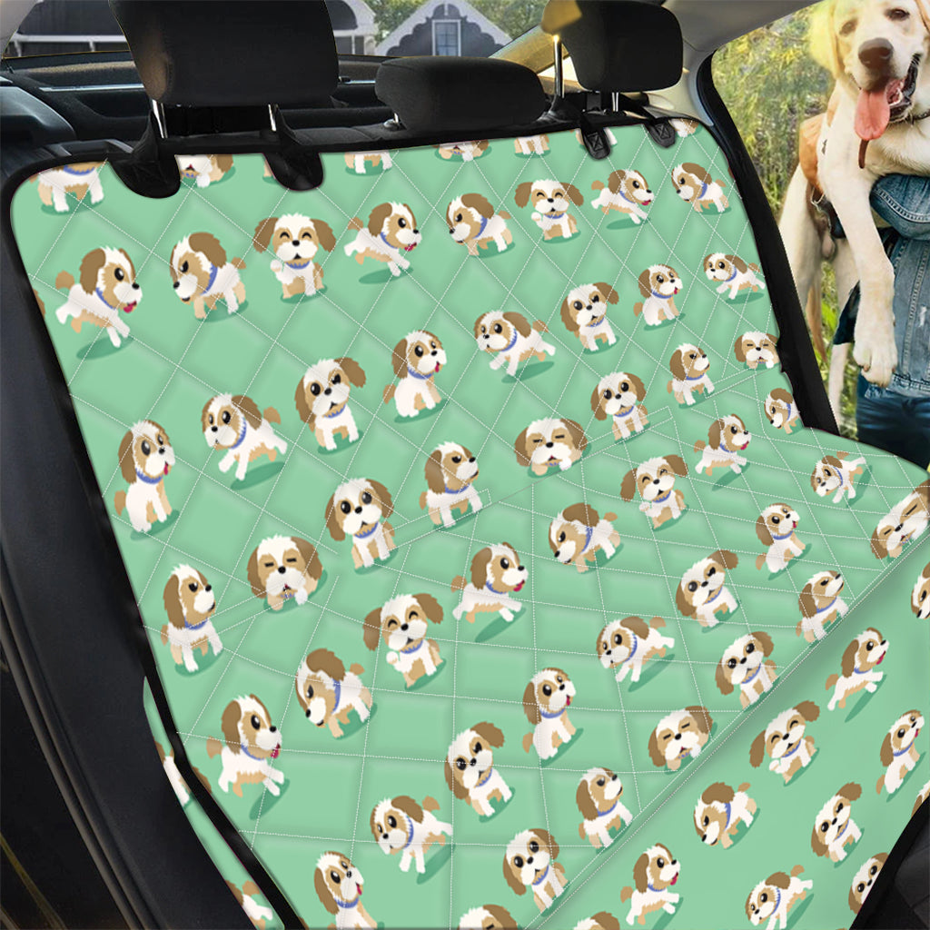 Cartoon Shih Tzu Pattern Print Pet Car Back Seat Cover