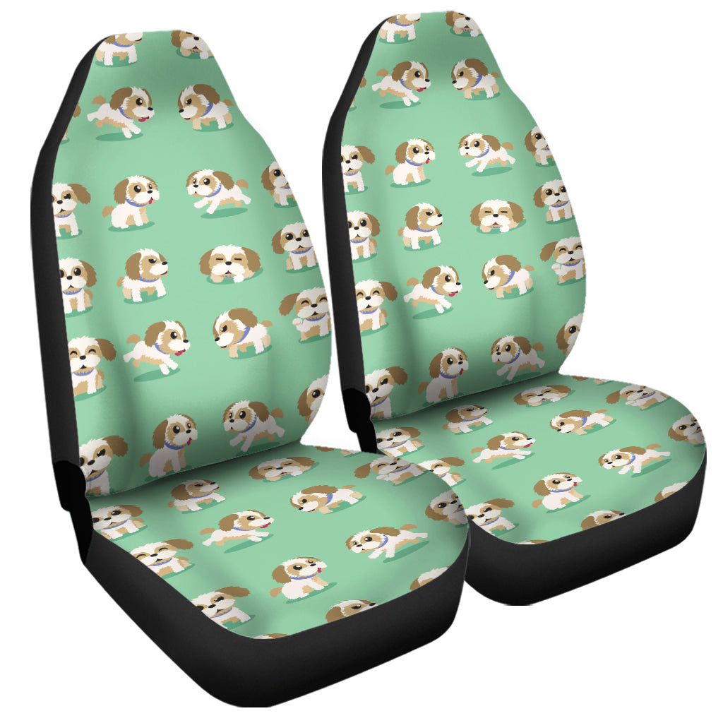 Cartoon Shih Tzu Pattern Print Universal Fit Car Seat Covers