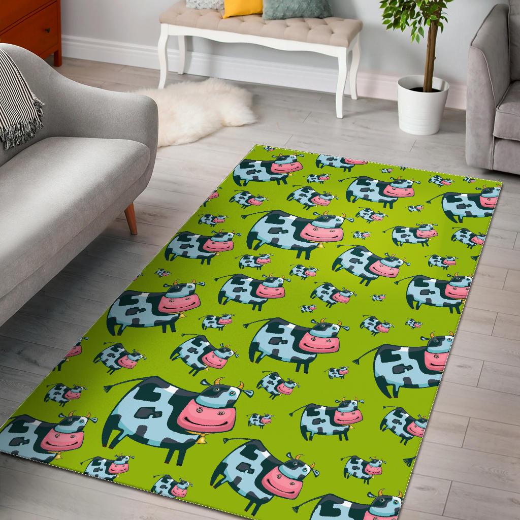 Cartoon Smiley Cow Pattern Print Area Rug