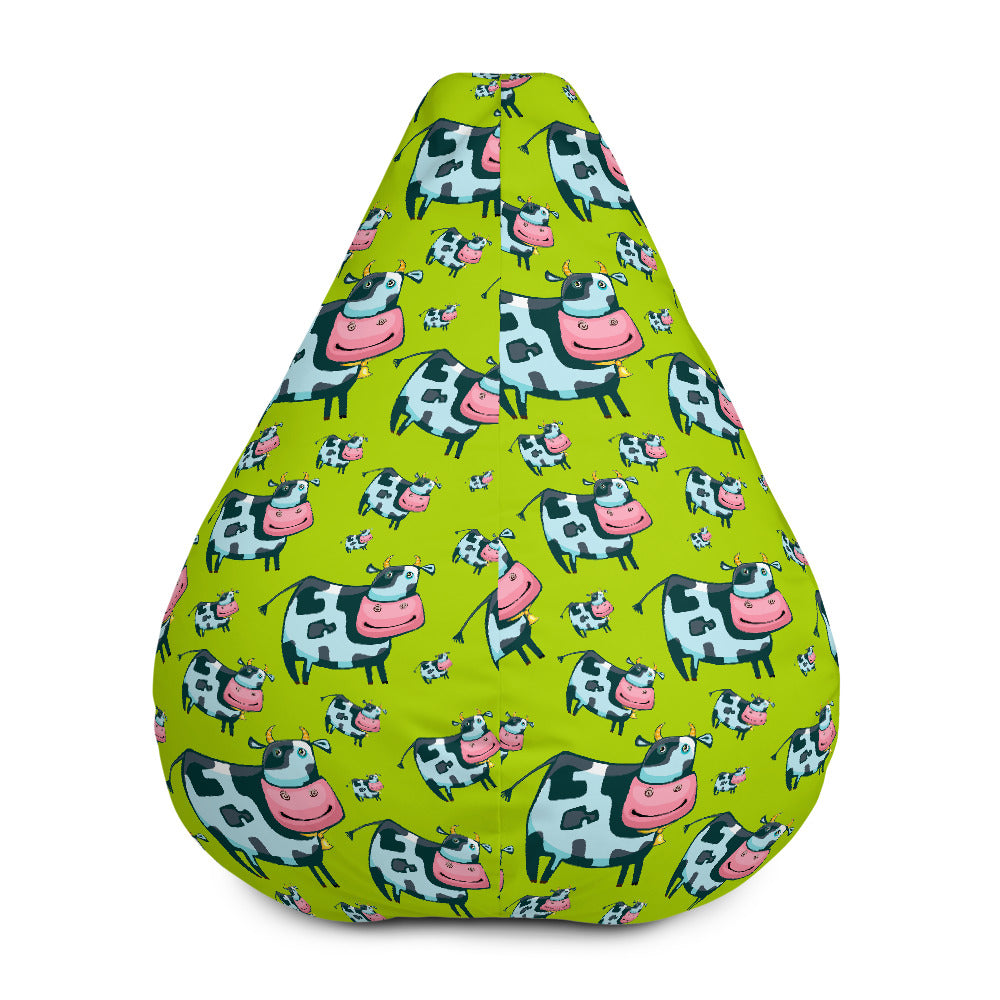 Cartoon Smiley Cow Pattern Print Bean Bag Cover