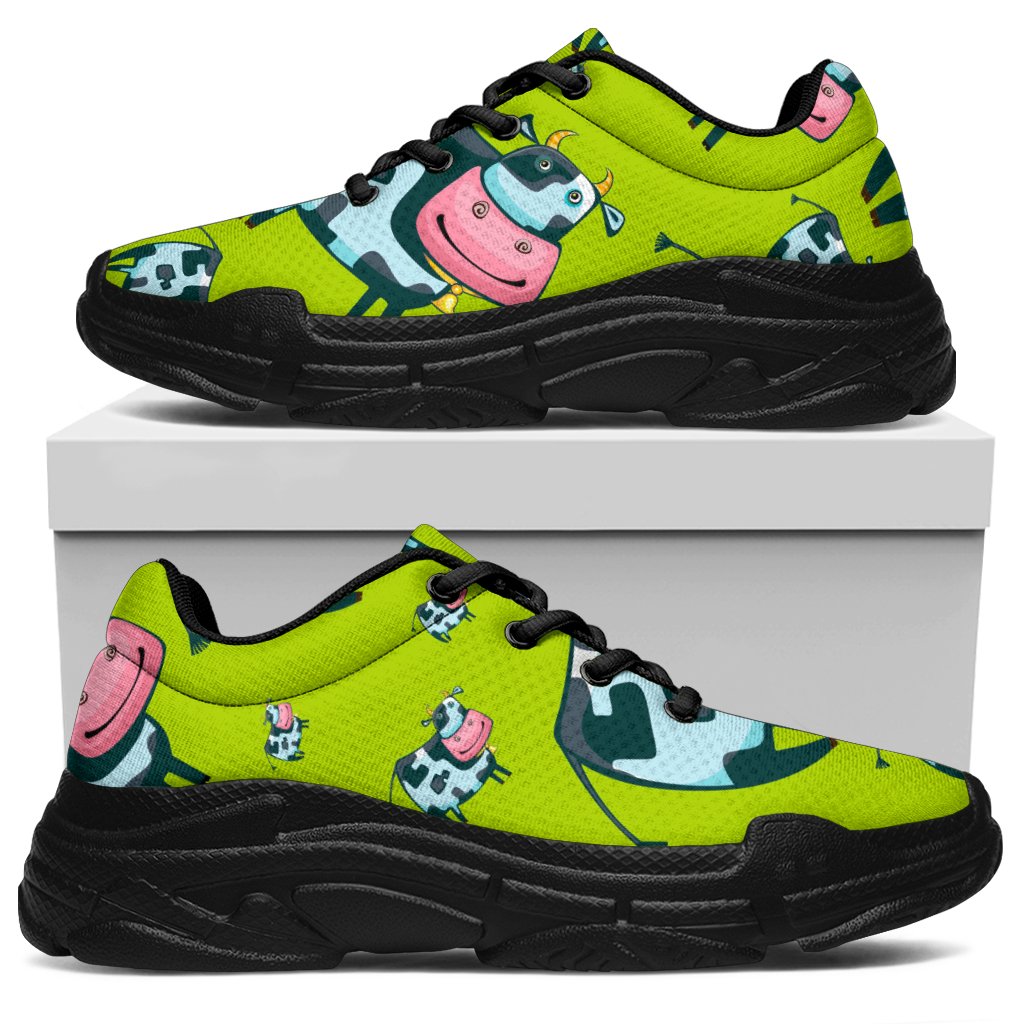 Cartoon Smiley Cow Pattern Print Chunky Sneakers