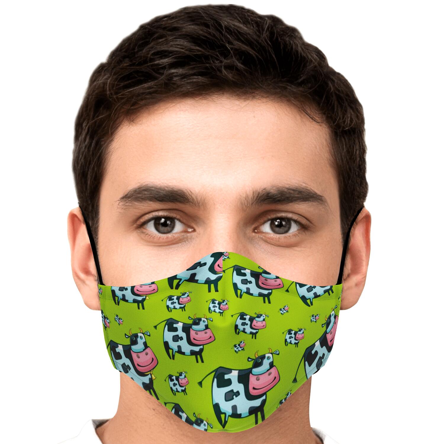 Cartoon Smiley Cow Pattern Print Face Mask