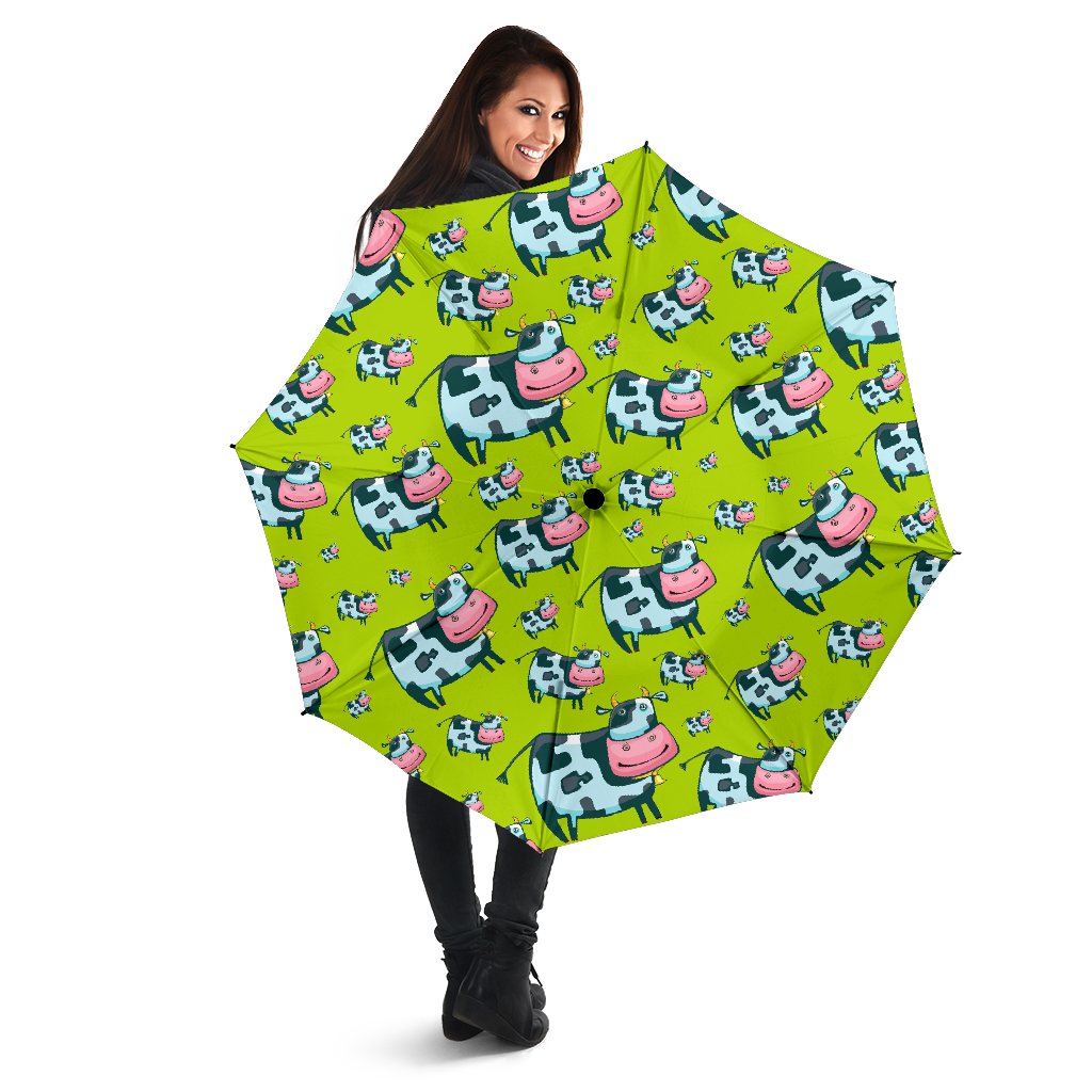 Cartoon Smiley Cow Pattern Print Foldable Umbrella