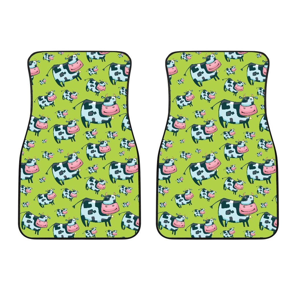 Cartoon Smiley Cow Pattern Print Front Car Floor Mats