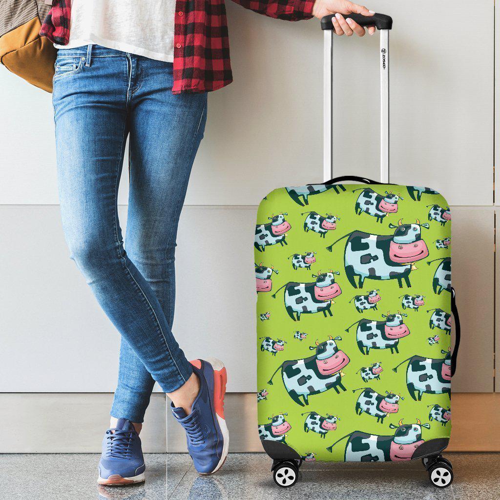 Cartoon Smiley Cow Pattern Print Luggage Cover