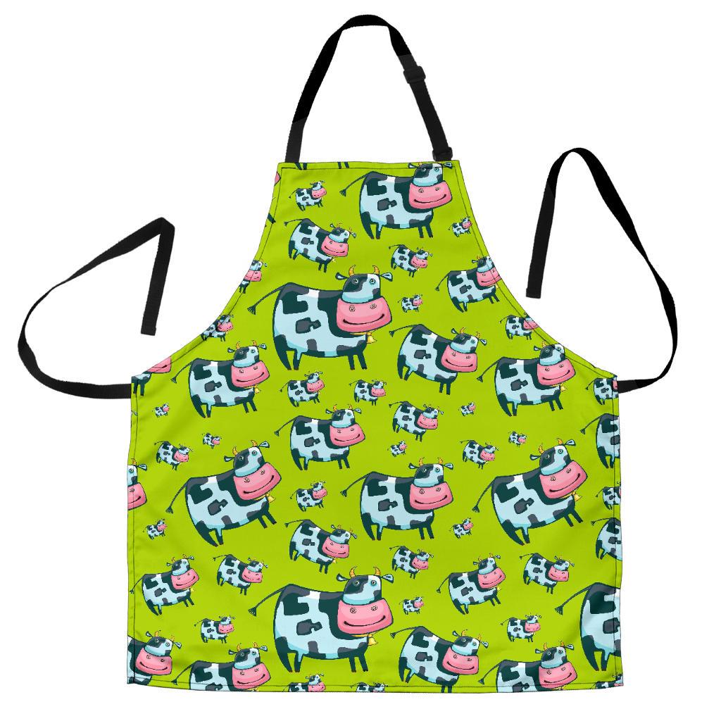 Cartoon Smiley Cow Pattern Print Men's Apron