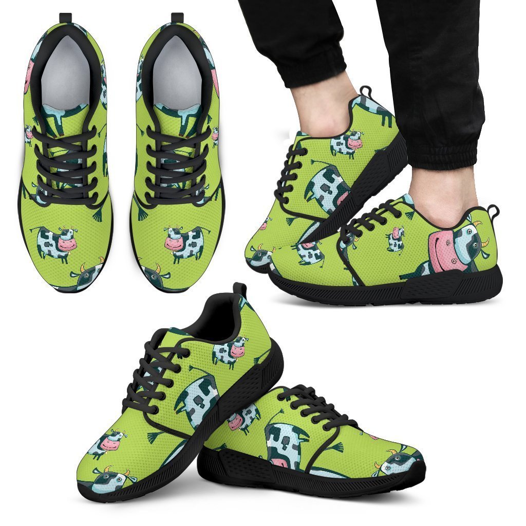 Cartoon Smiley Cow Pattern Print Men's Athletic Shoes