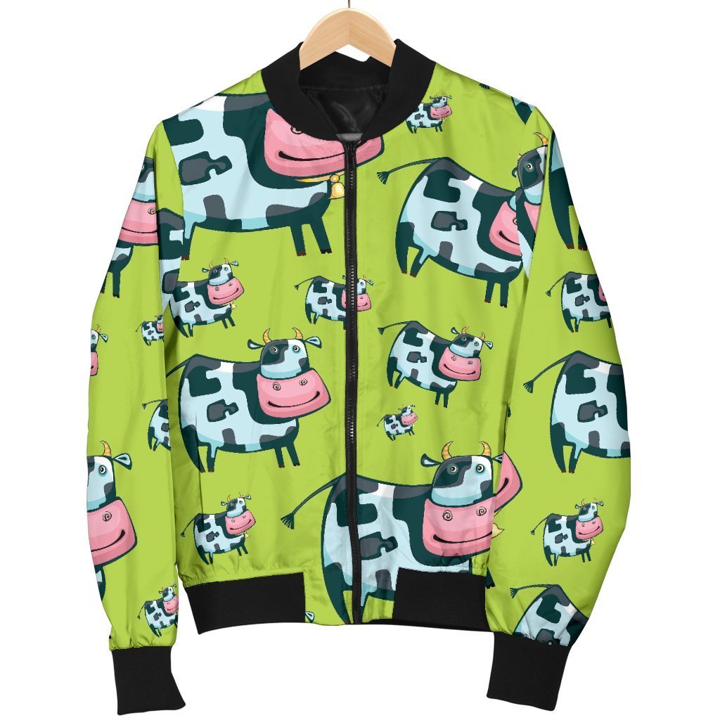 Cartoon Smiley Cow Pattern Print Men's Bomber Jacket