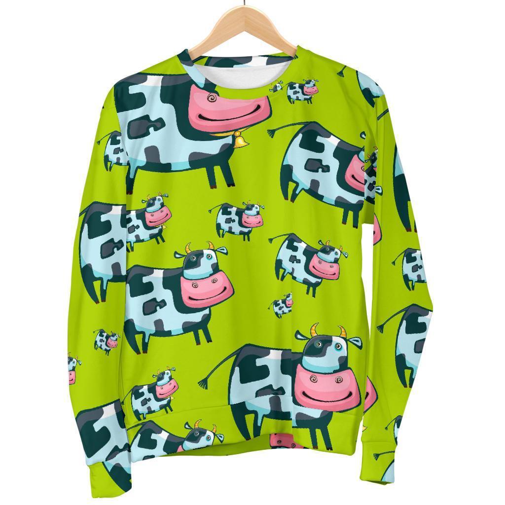 Cartoon Smiley Cow Pattern Print Men's Crewneck Sweatshirt