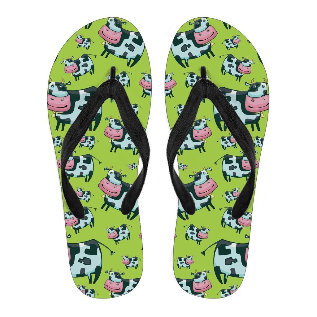 Cartoon Smiley Cow Pattern Print Men's Flip Flops