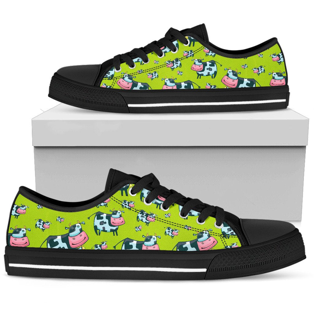 Cartoon Smiley Cow Pattern Print Men's Low Top Shoes