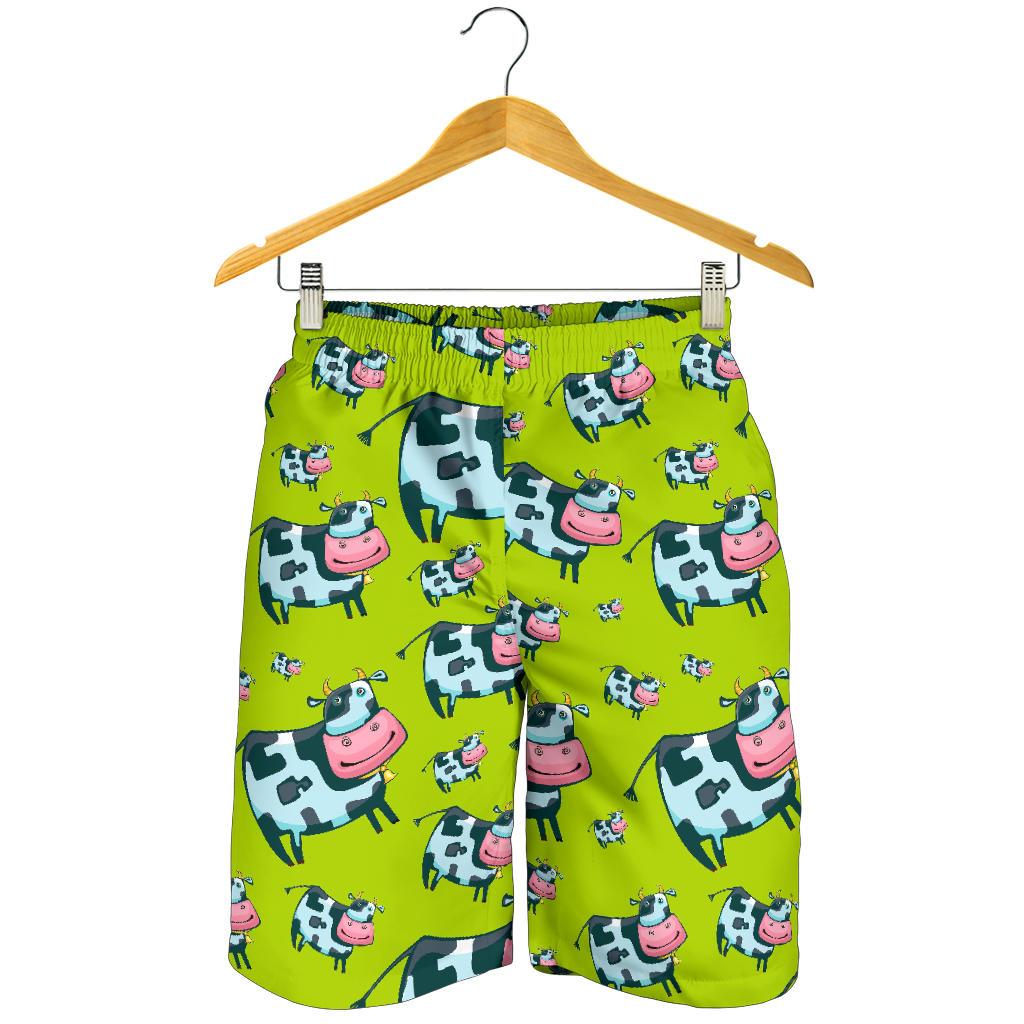 Cartoon Smiley Cow Pattern Print Men's Shorts