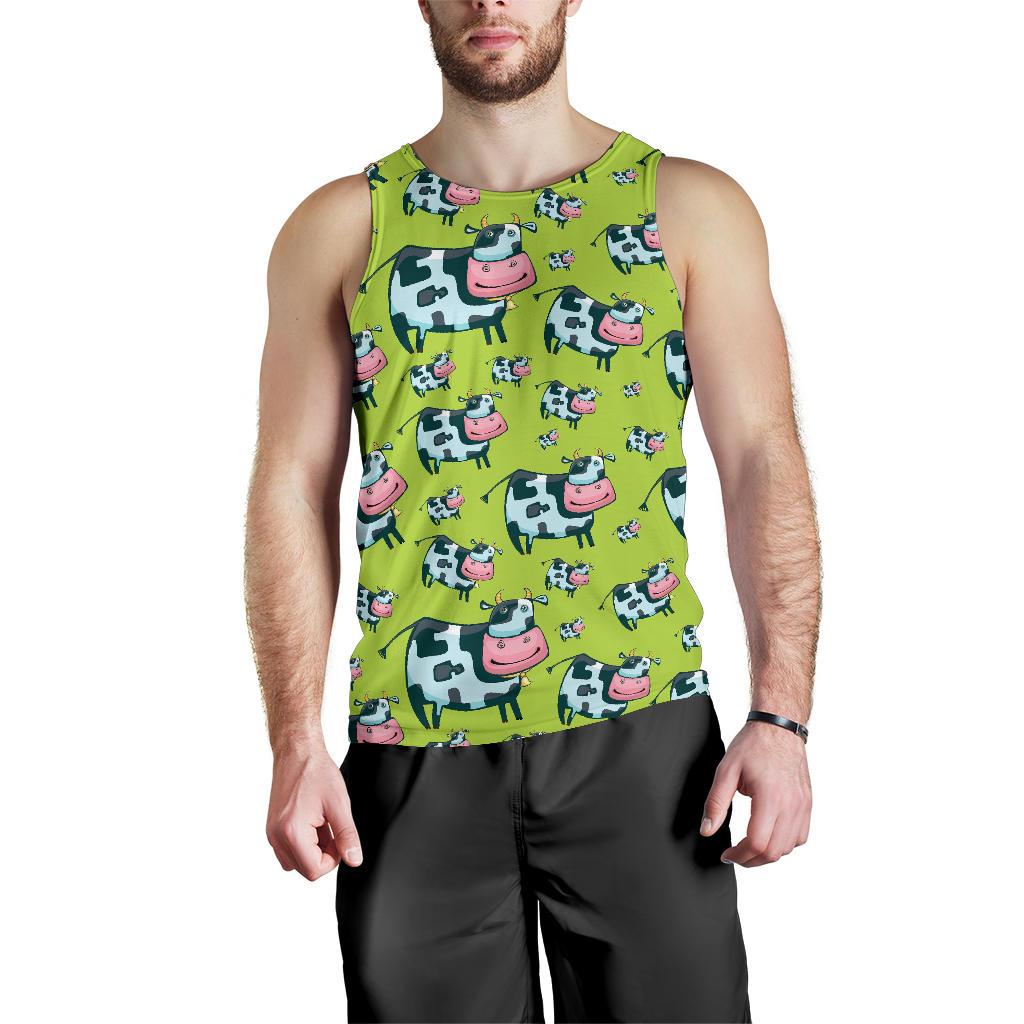 Cartoon Smiley Cow Pattern Print Men's Tank Top