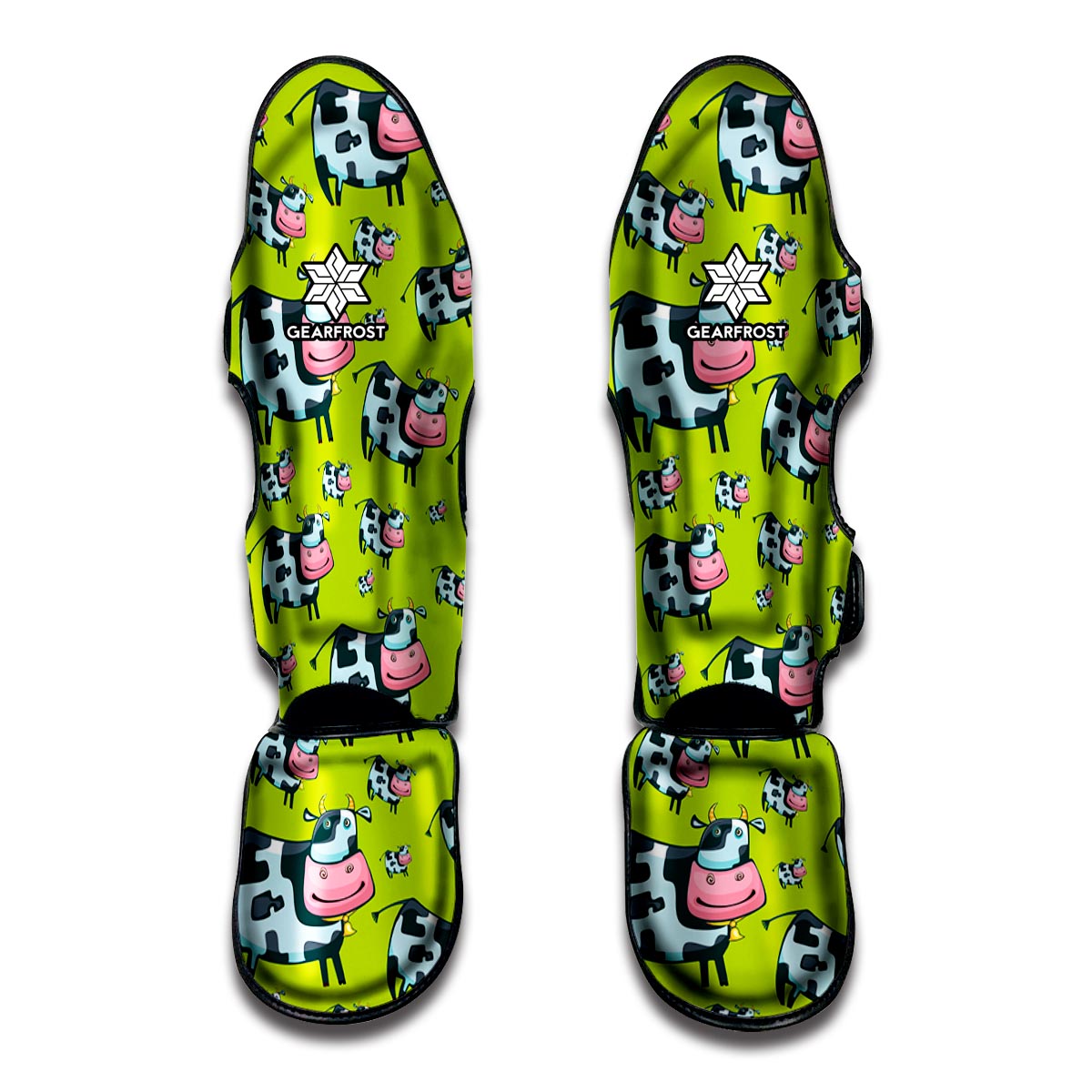 Cartoon Smiley Cow Pattern Print Muay Thai Shin Guards