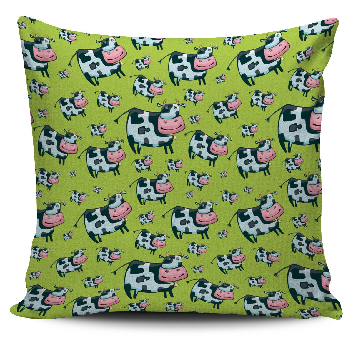 Cartoon Smiley Cow Pattern Print Pillow Cover