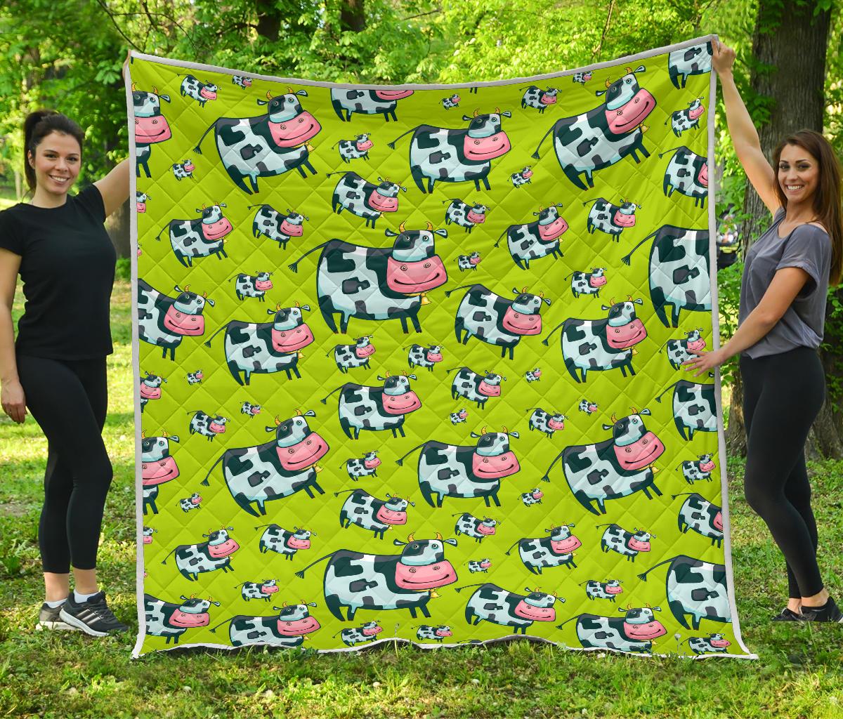 Cartoon Smiley Cow Pattern Print Quilt