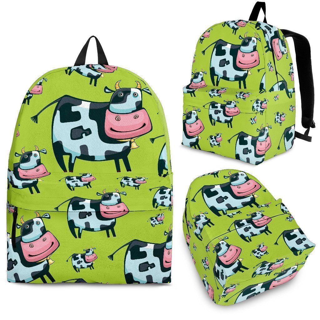 Cartoon Smiley Cow Pattern Print School Backpack