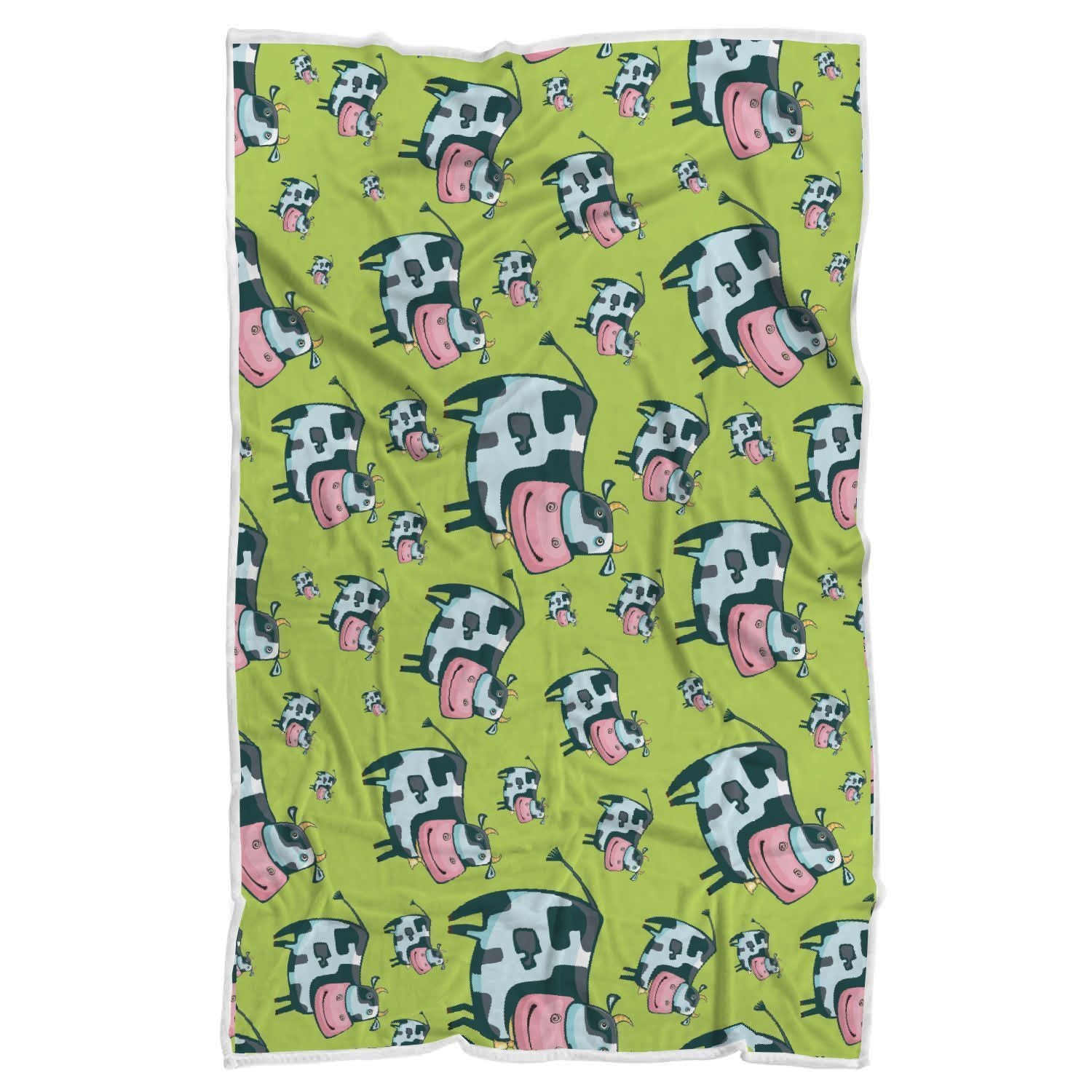 Cartoon Smiley Cow Pattern Print Sherpa Blanket