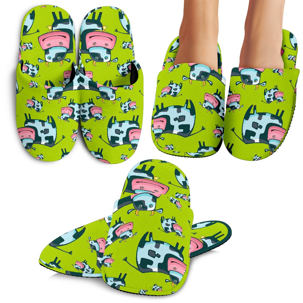 Cartoon Smiley Cow Pattern Print Slippers