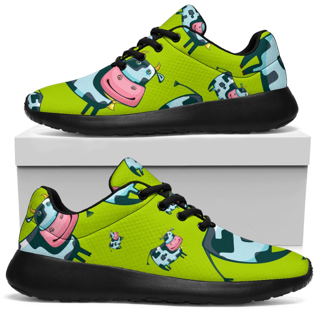 Cartoon Smiley Cow Pattern Print Sport Sneakers