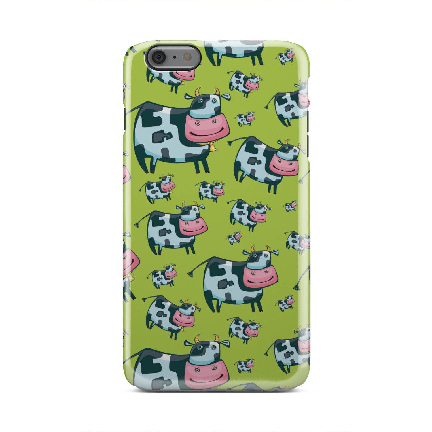 Cartoon Smiley Cow Pattern Print Tough Phone Case