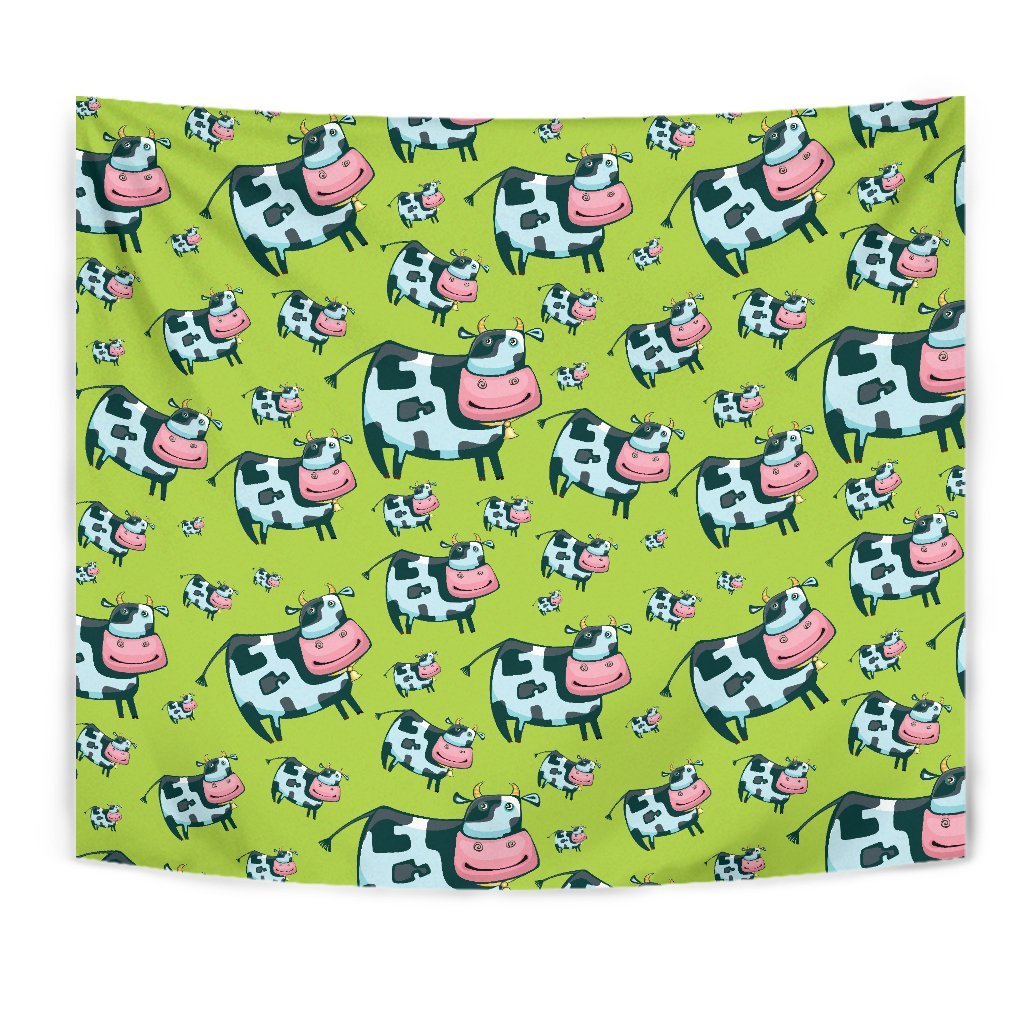 Cartoon Smiley Cow Pattern Print Wall Tapestry