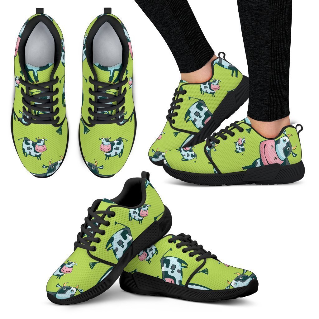 Cartoon Smiley Cow Pattern Print Women's Athletic Shoes