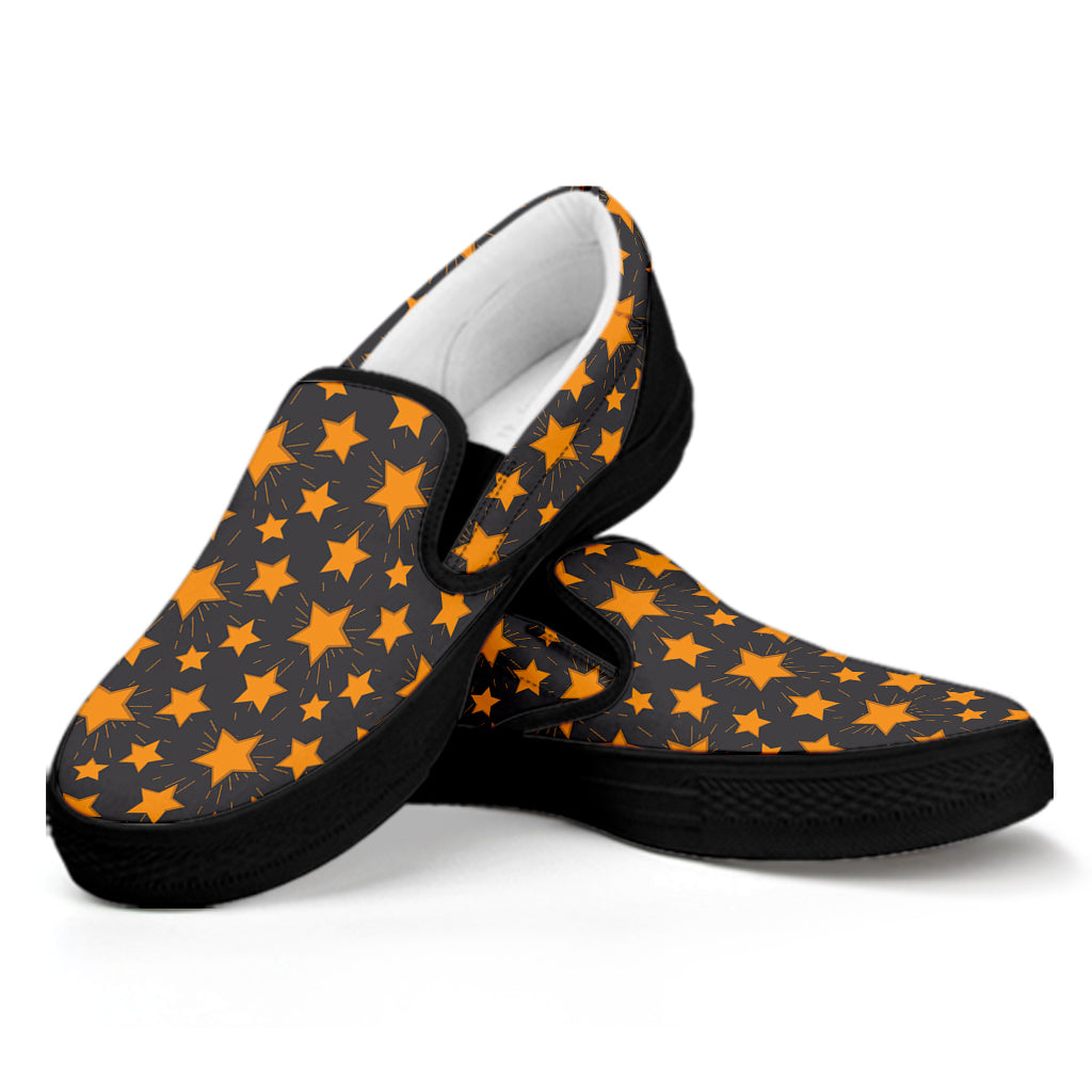 Cartoon Star Pattern Print Black Slip On Shoes