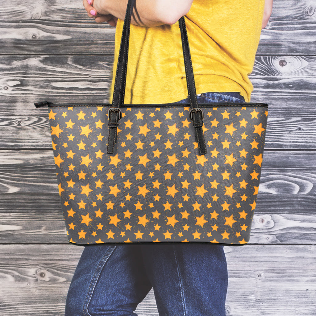 Cartoon Star Pattern Print Leather Tote Bag