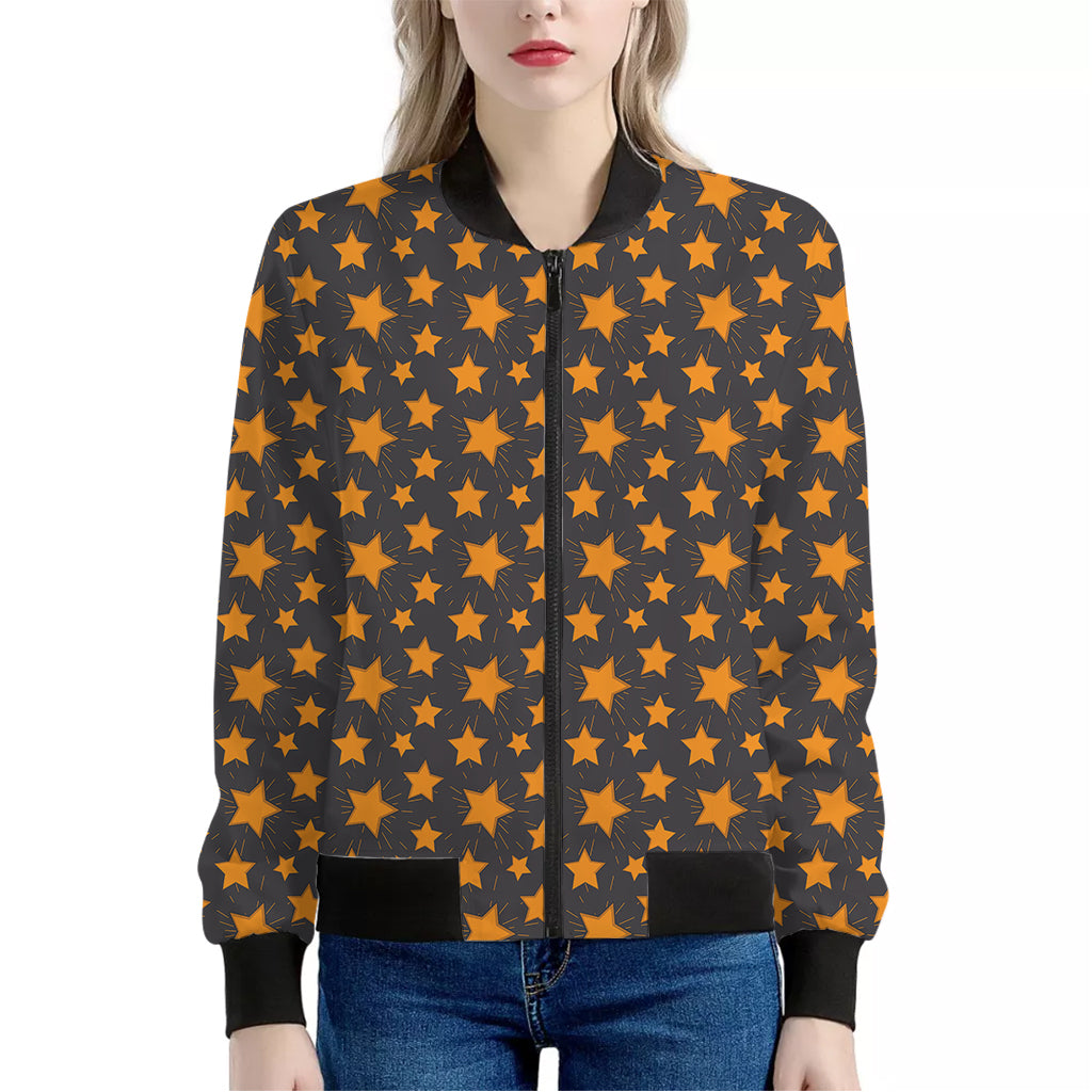 Cartoon Star Pattern Print Women's Bomber Jacket